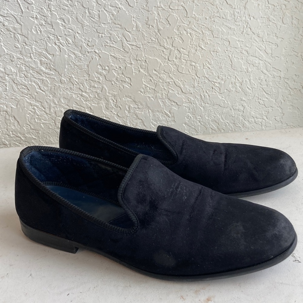 Duke + dexter black suede loafers